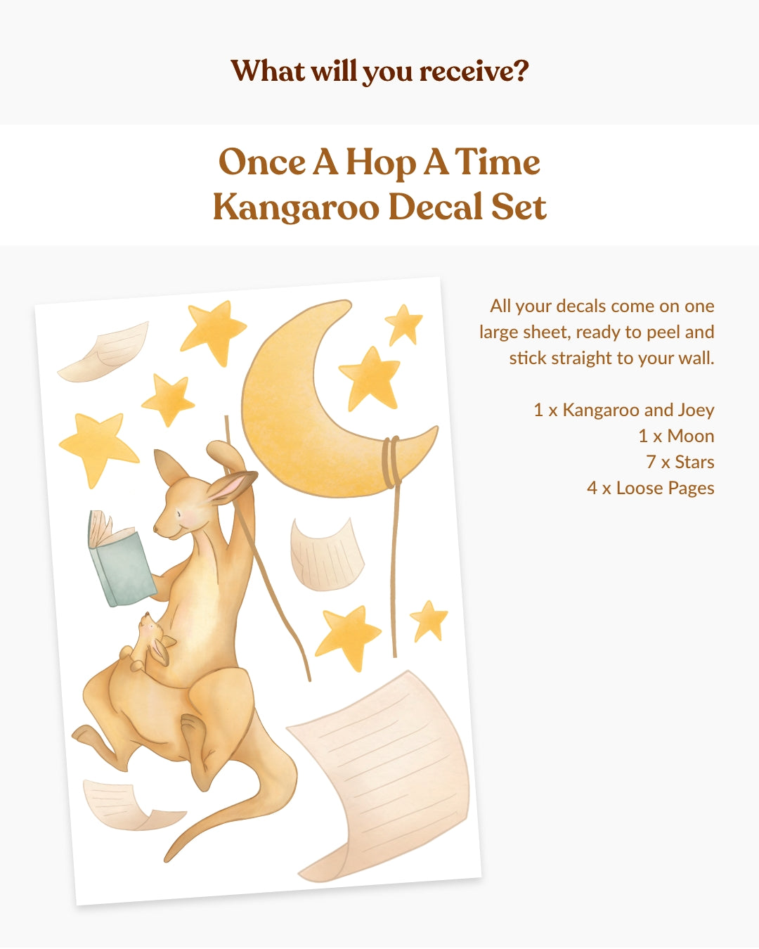 Kangaroo Nightime Fabric Wall Decal
