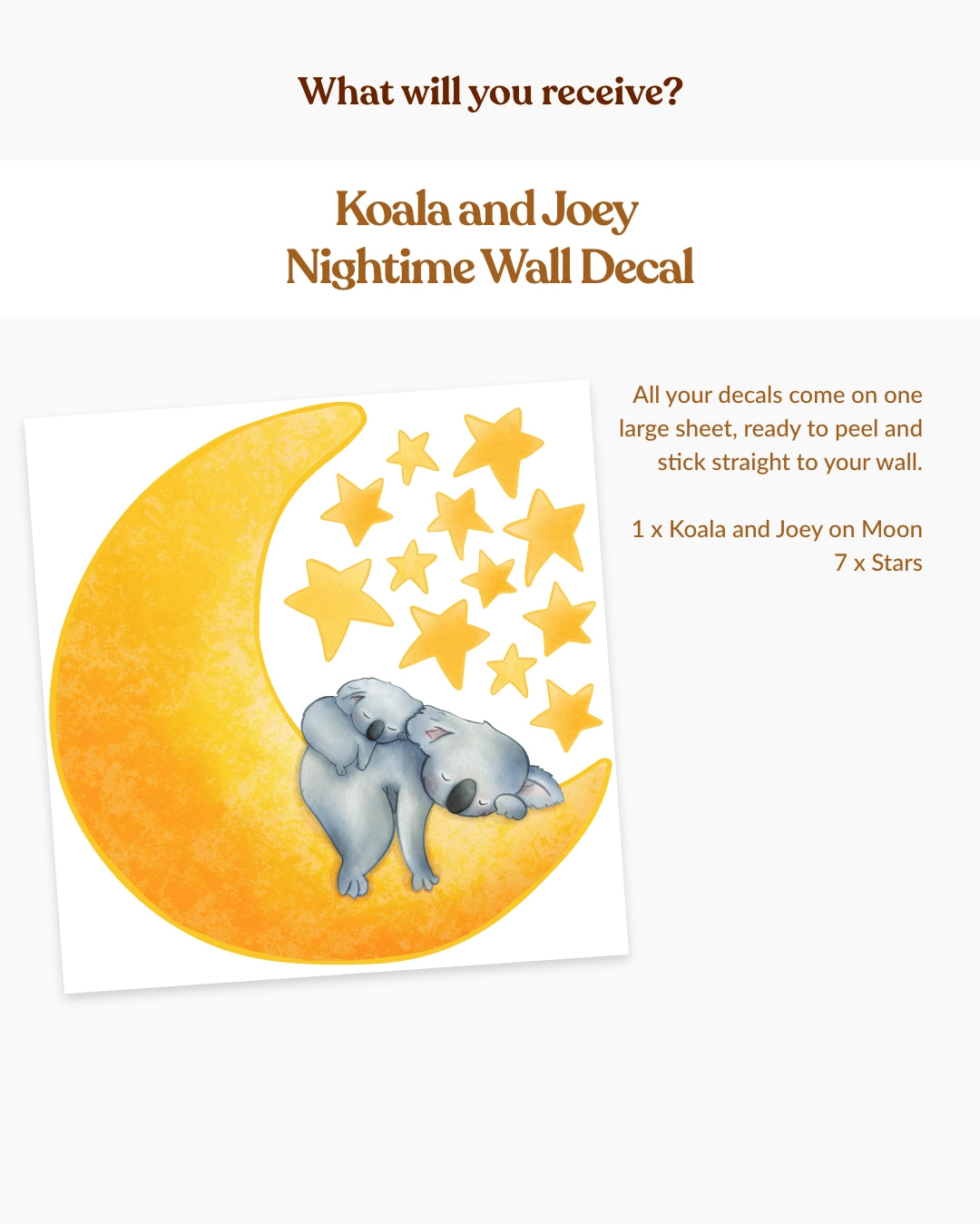 Koala and Joey Nightime Fabric Wall Decal