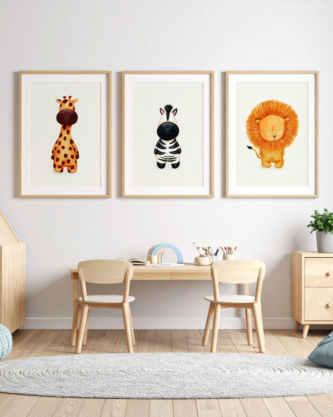 Safari Nursery Print Set (Set of 3 – A3 Size Wall Art)