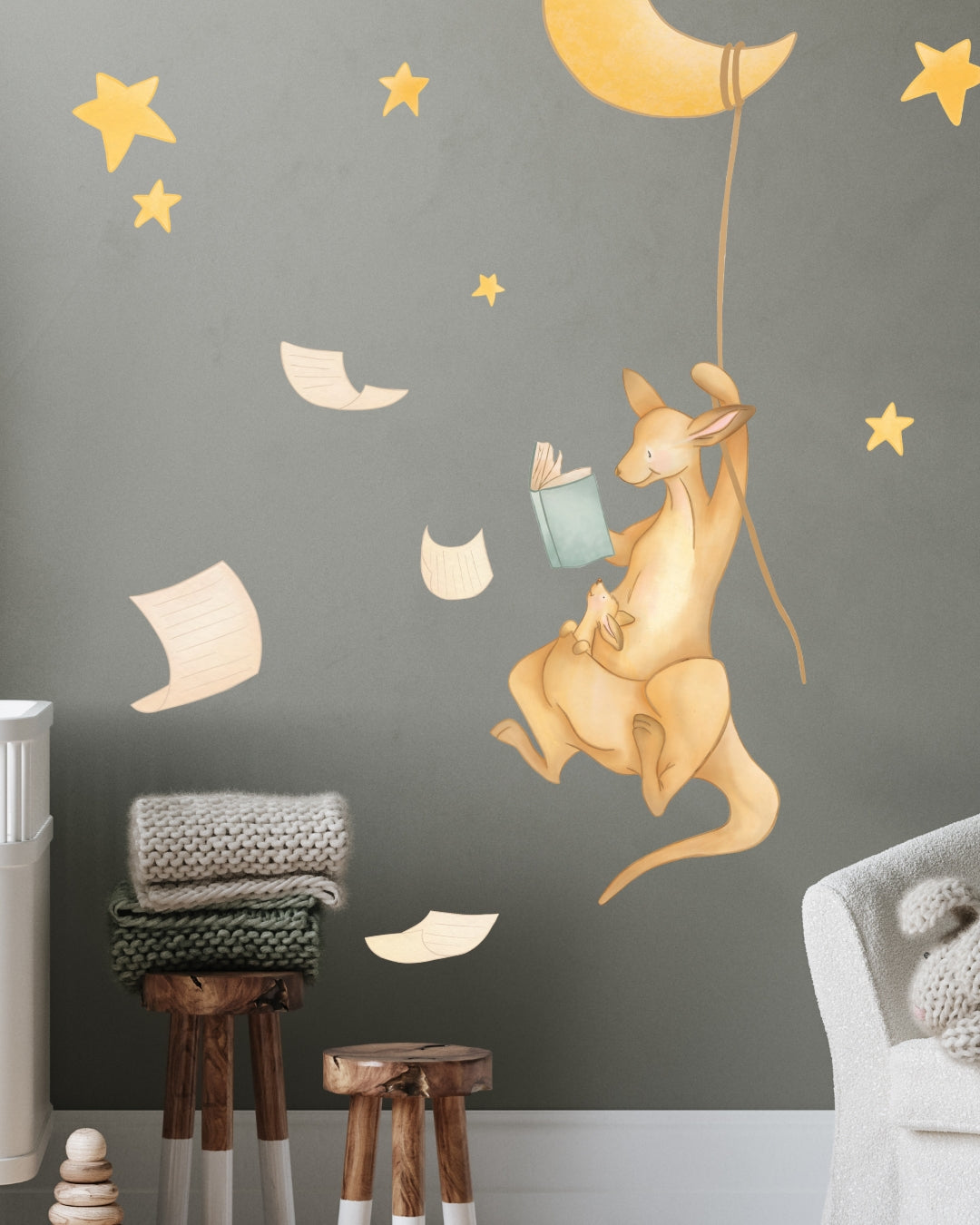 Kangaroo Nightime Fabric Wall Decal